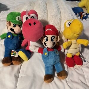 Official Super Mario Plush Toy - Mario, Luigi, Pink Yoshi & Koopa Troopa Set